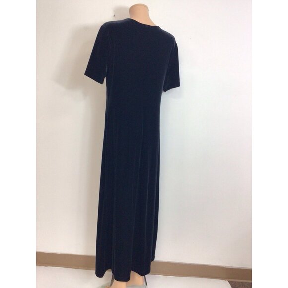 Black Velvet Butterfly Maxi Dress Y2K Sequins Womens 14 - Picture 5 of 10